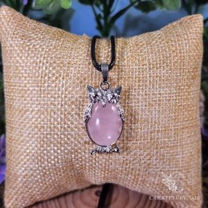 Rose Quartz Owl Pendant Necklace